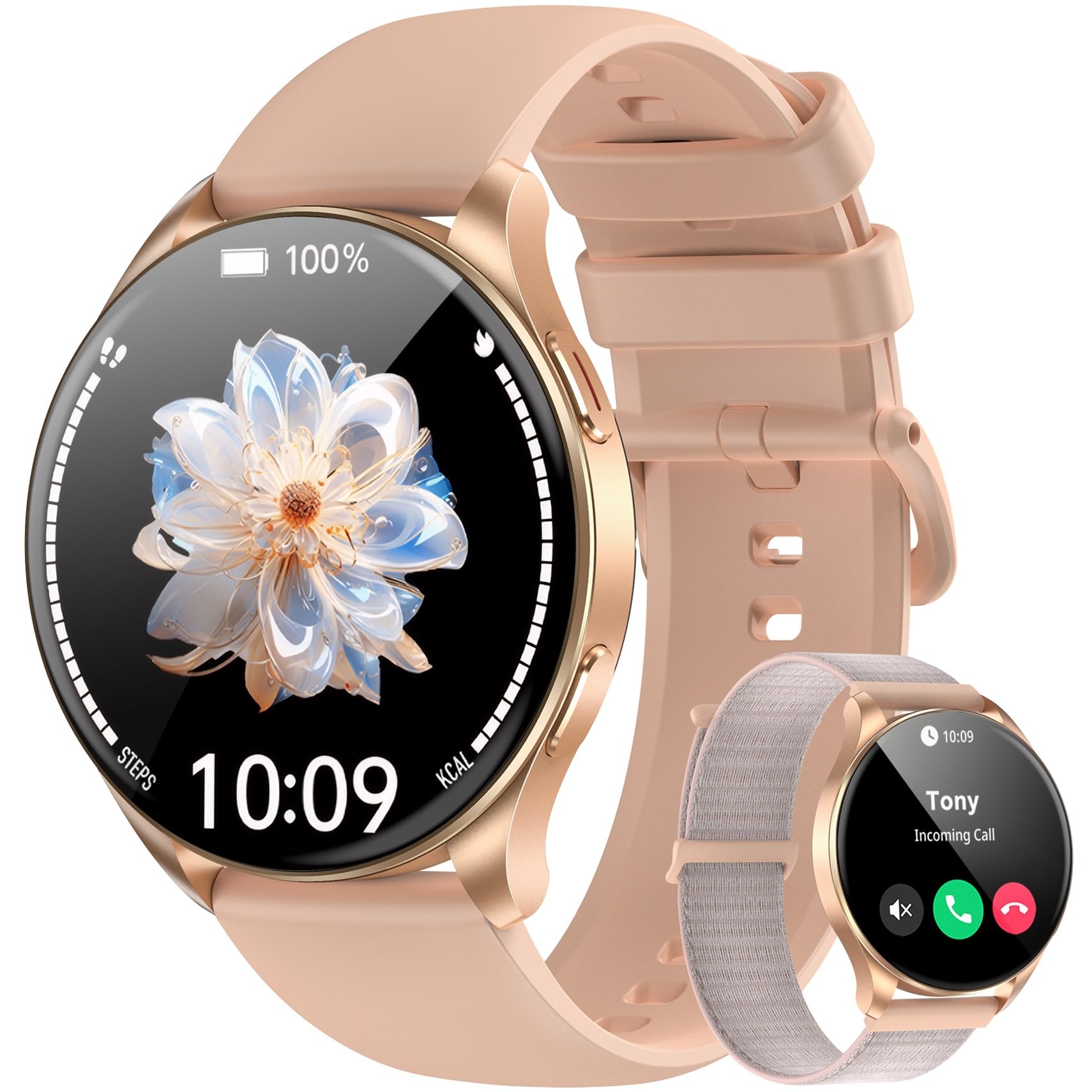 Blackview Smartwatch, Bluetooth Calls, 1.43 Inch AMOLED Screen, SpO2/Heart Rate Monitor/Sleep Monitor, Women's Smart Watch with 100+ Sports Modes, Whatsapp Message, for Android & iOS