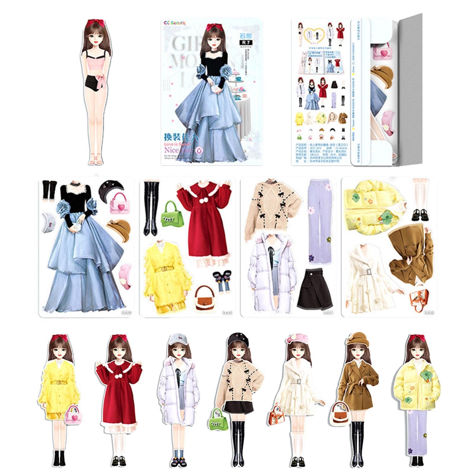 Magnetic Dress Up - Portable Princess Paper Doll, Magnetic Pretend Play Set | Paper Cardboard Material 150g Creative Fashion Outfit Puzzle Toy For Birthday Children