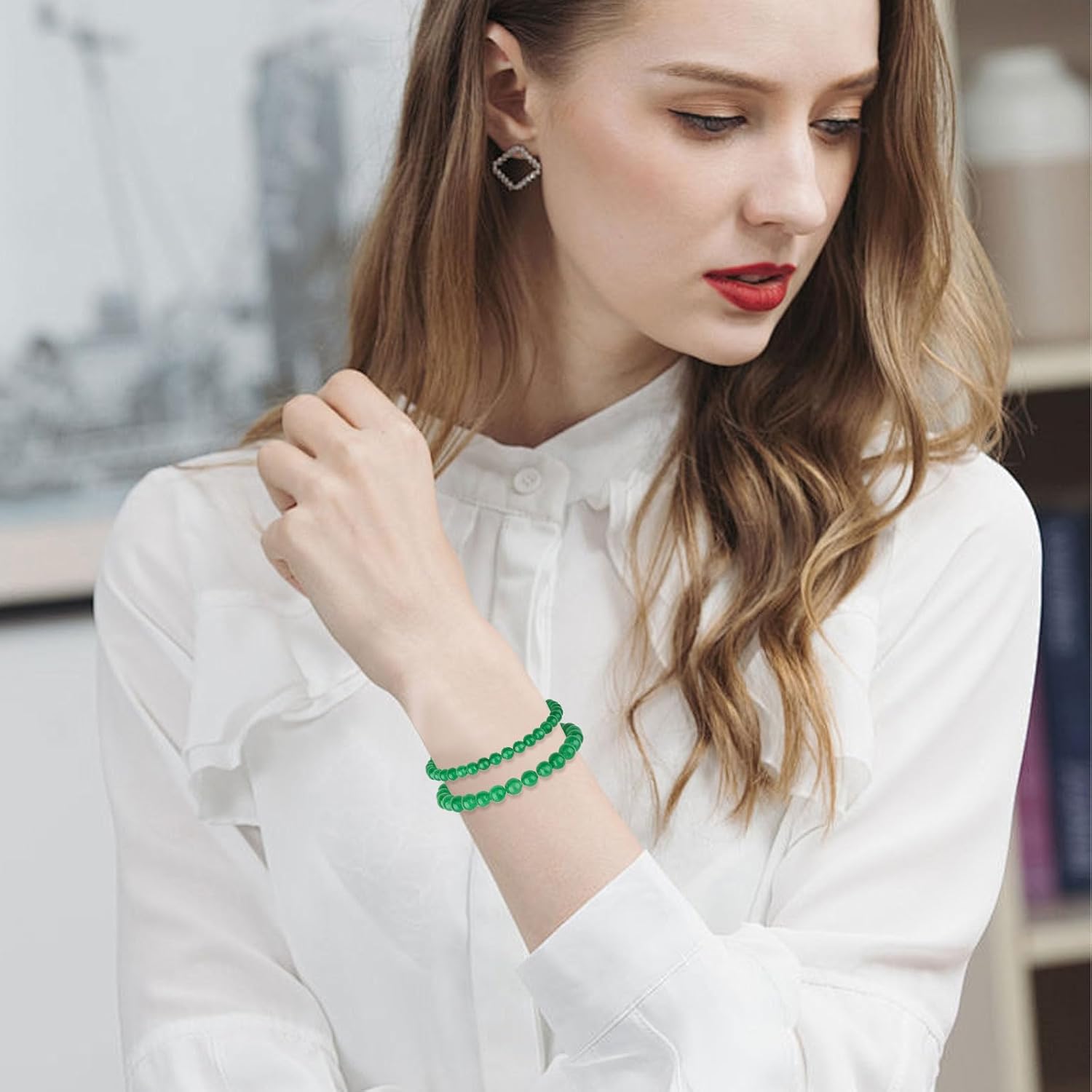 Healing Crystal Bracelet for Women Men,8 mm and 6mm Natural Stone Beaded Bracelets,Stress Relief Anxiety Yoga Bracelet Brings Lucky Charm Gift - Image 6