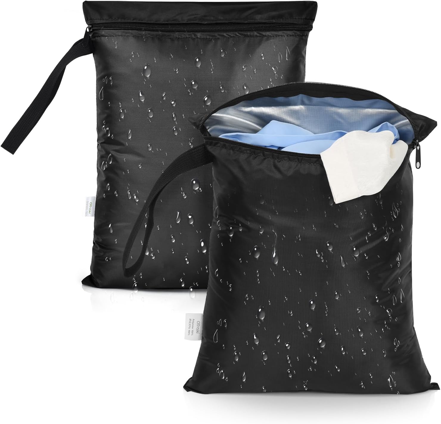 OTraki Bolsa Húmeda Seca-2PCS Bolsa Ropa Sucia Wetbag Impermeable Reutilizable con Cremallera Bolsa de Almacenamiento para Gimnasio, Playa, Piscina 30 x 36 cm (Small)