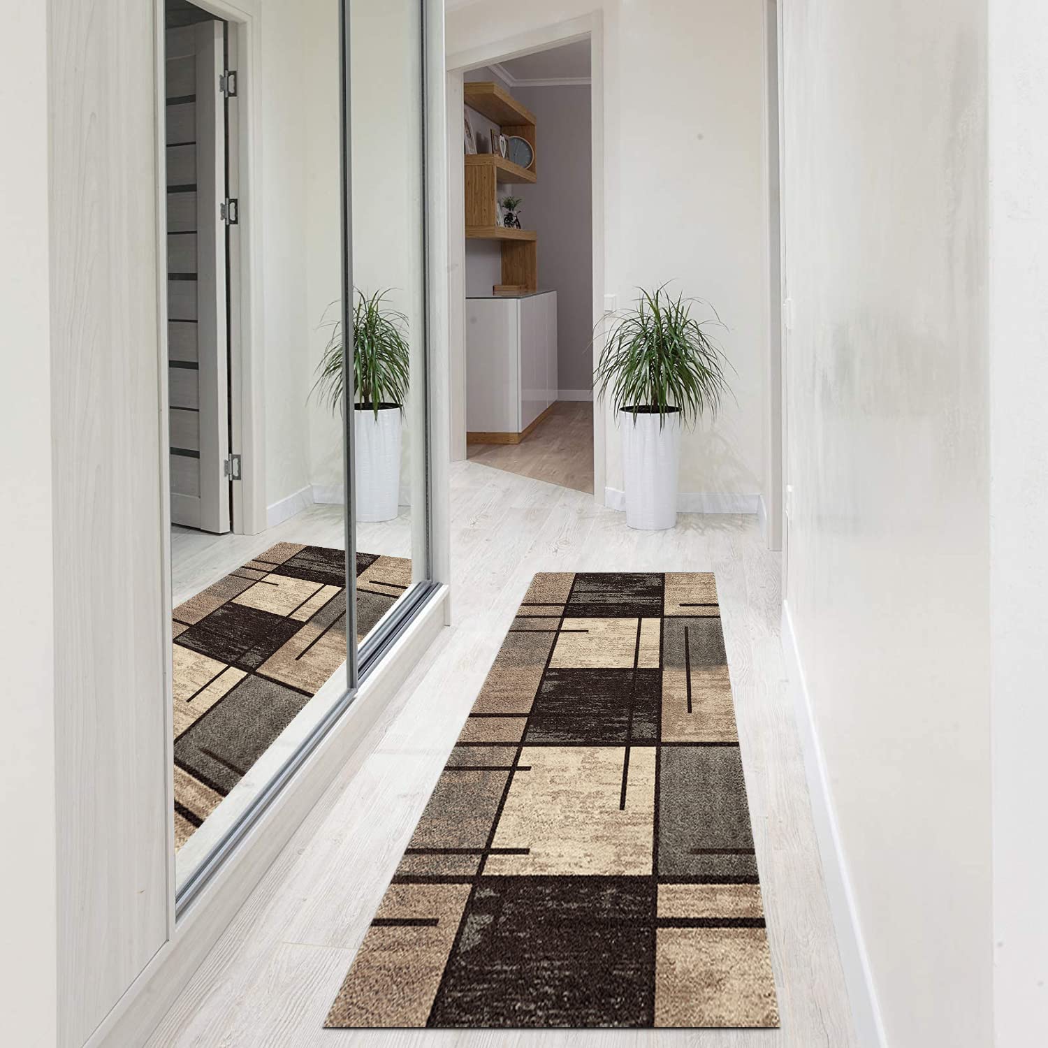 Tapis De Couloir Long Floral Lavable - 80x300 Cm - Aquarelle Fleurs - Antidérapant - Pour Entrée, Cuisine, Salon, Chambre - 7