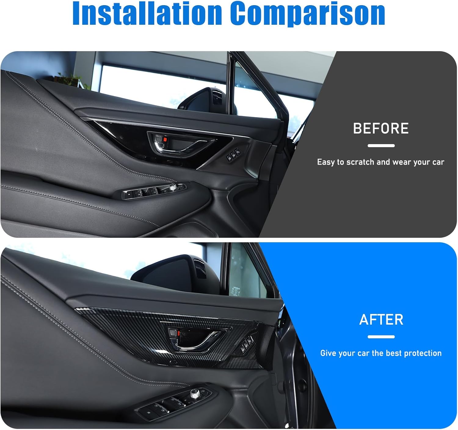 Inner Door Handle Frame Trim Compatible with Subaru Outback 2020-2024 Accessories, ABS Car Interior Door Handle Protector Cover Decor 5Pcs, Carbon Fiber Pattern