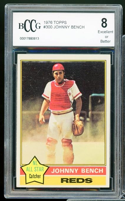 1976 Topps #300 Johnny Bench Card BGS BCCG 8 Excellent+