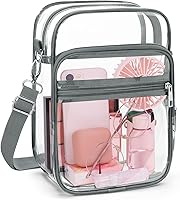 Vista 25 de Bolso cruzado transparente Blvornl con correa de hombro ajustable, bolso de PVC aprobado para estadios, bolso de mensajero Claro