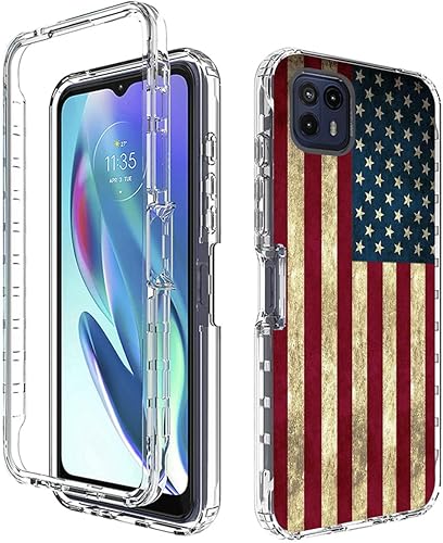 Miniatura 6 de Funda para Moto G50 5G, Motorola G50 XT2149-1 con protector de pantalla de vidrio templado, bonito patrón de bandera transparente de cuerpo