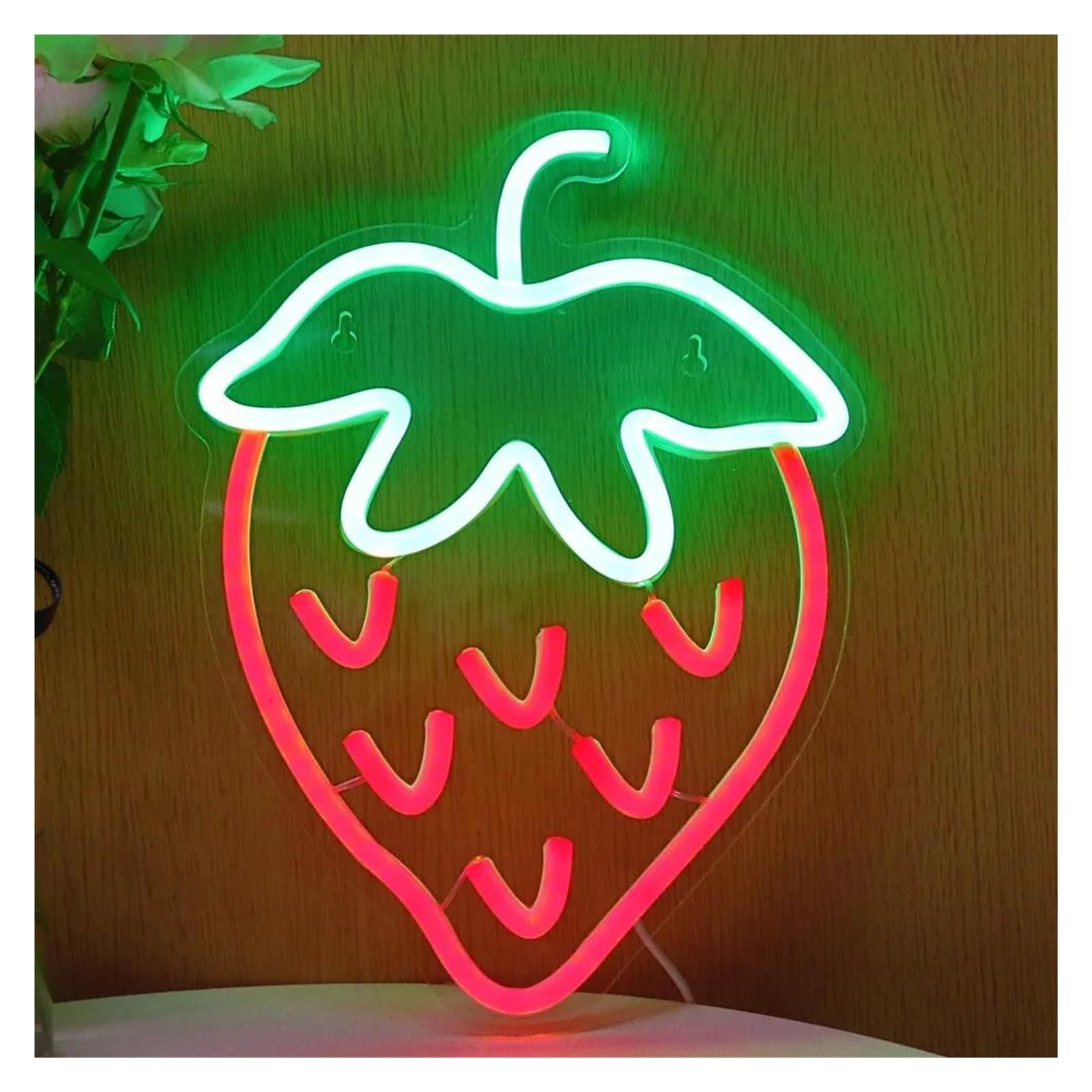SHOUXI Sign Lamp Strawberry Neon Sign USB Powered Fruit Shop Light for Restaurant Home Party Wall Decoration 29.5cmх22cm