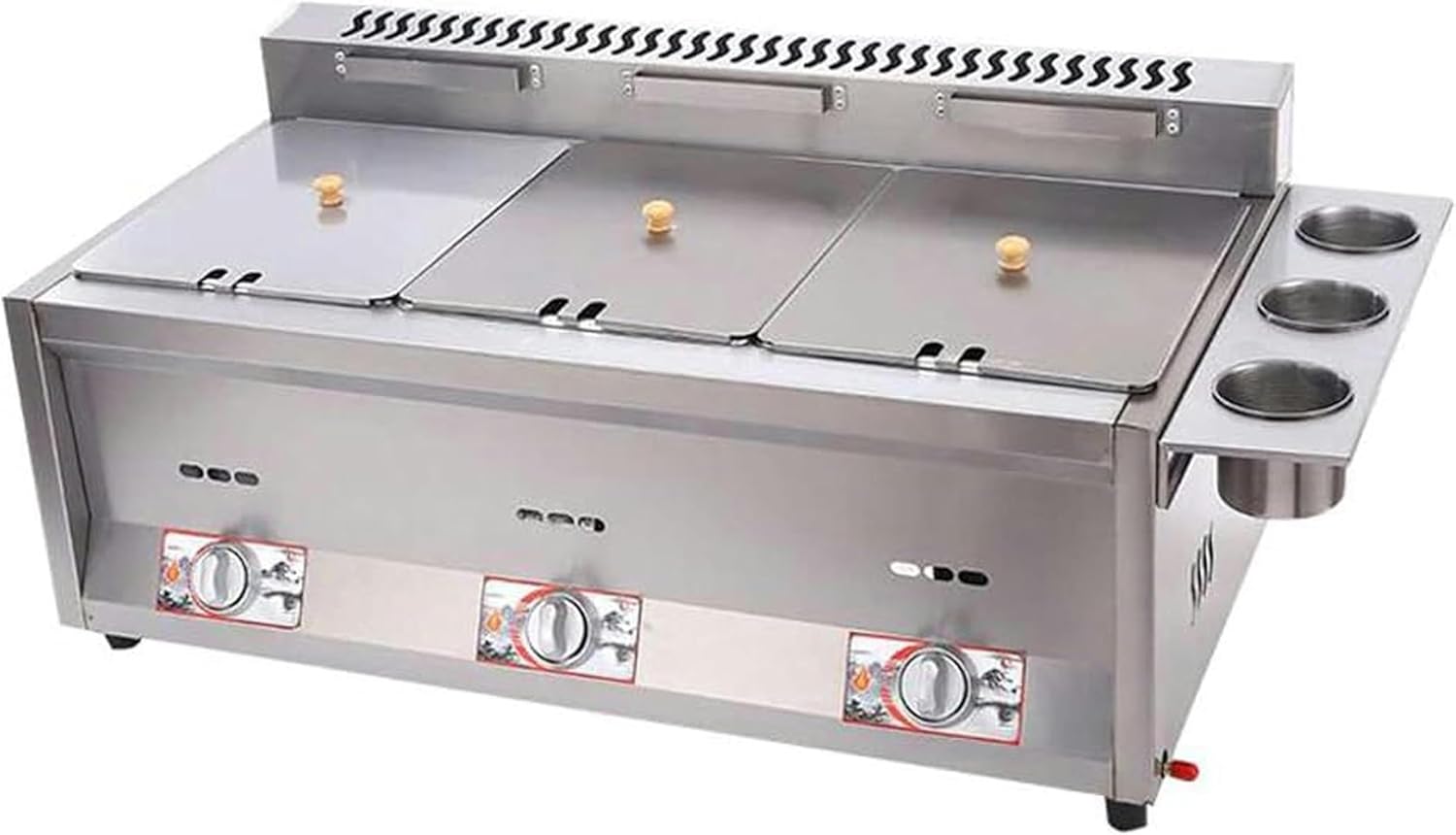 18 Liters Gas Fryer Large Capacity Chips Fryer Machine Stainless Steel Fryer Commercial Deep Fat Fryer with Deep Fryer Baskets for Restaurant Kitchen,6L+6L+6L