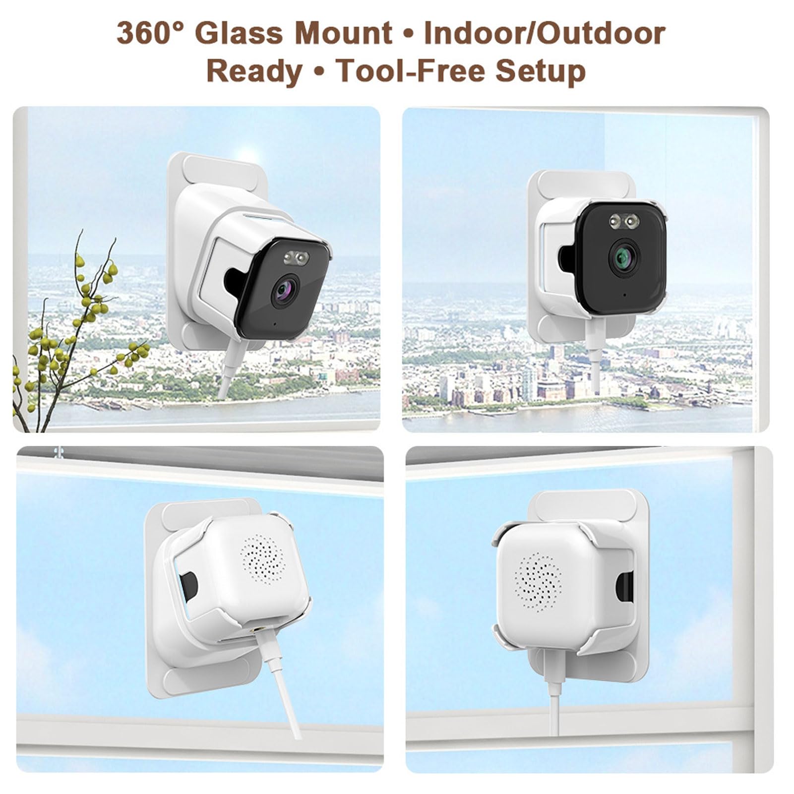 Wakects Cámara de Ventana 2K, Cámara de Seguridad para el Hogar Inteligente de 3MP con Detección de Movimiento Humano AI Recordatorios en Tiempo Real Audio Bidireccional Instalación