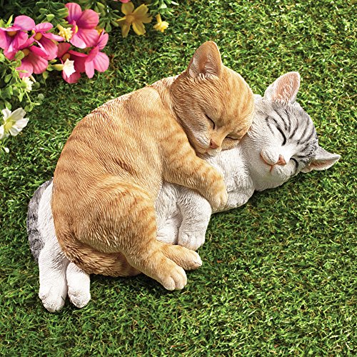 Collections Etc Hand-Painted Life-Like Cuddle Cats Garden Figurine Statue