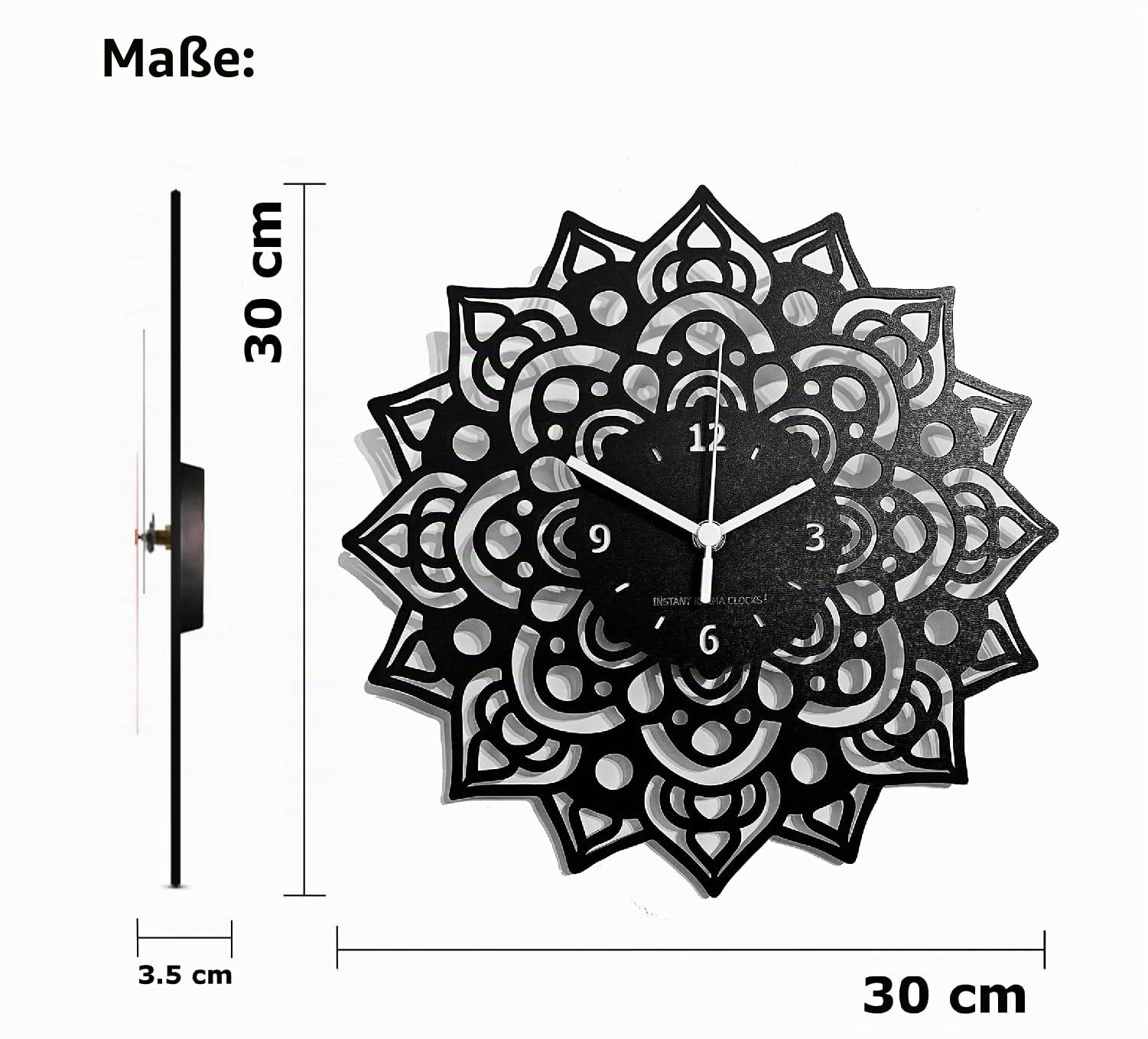 Mandala Wanduhr – Spirituelle Deko mit Ornament & Symmetrie | Geräuschlosem Quarzwerk | Geschenkidee für Yogis, Meditationsräume, Boho-Liebhaber