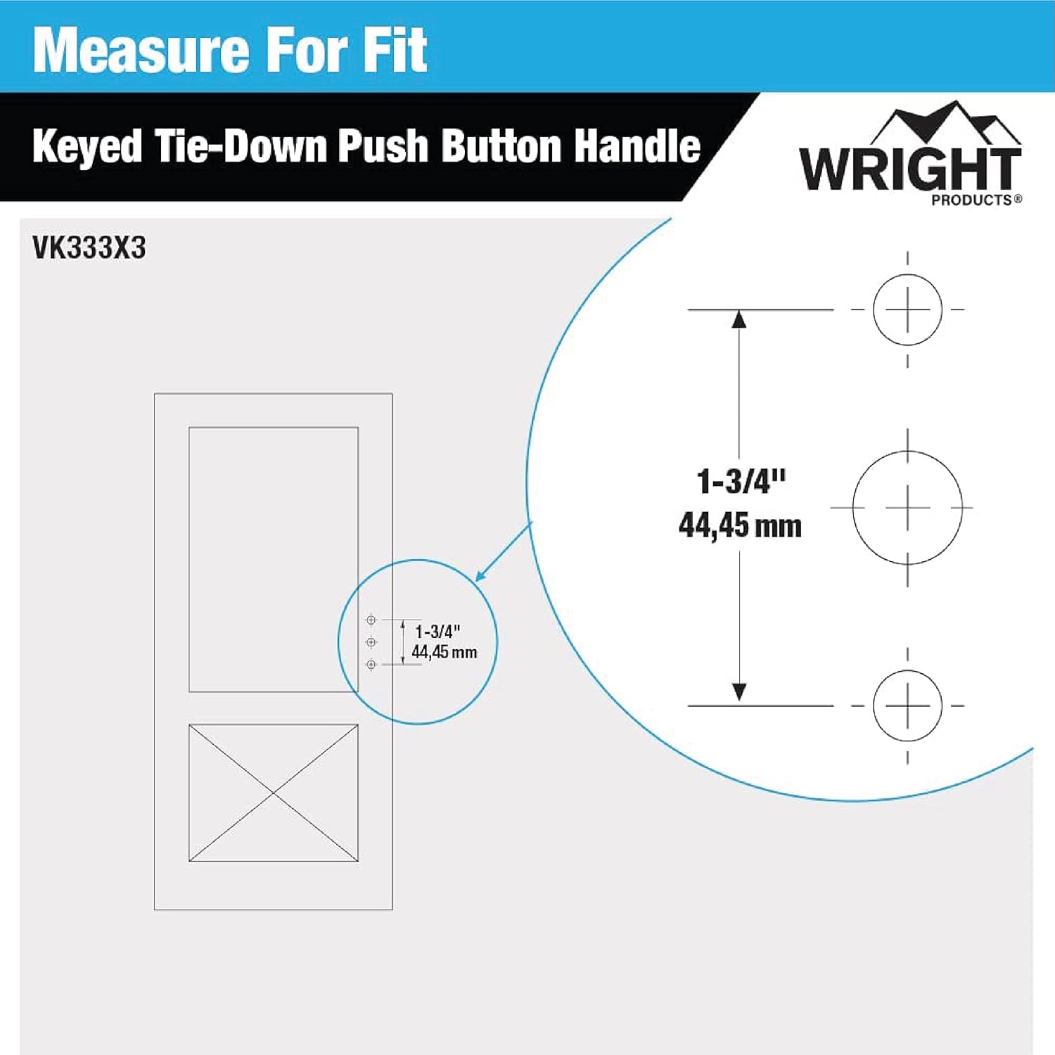 Wright Products VK333X3 Tie Down Keyed Push Button Door Latch for Screen and Storm Doors, Aluminum