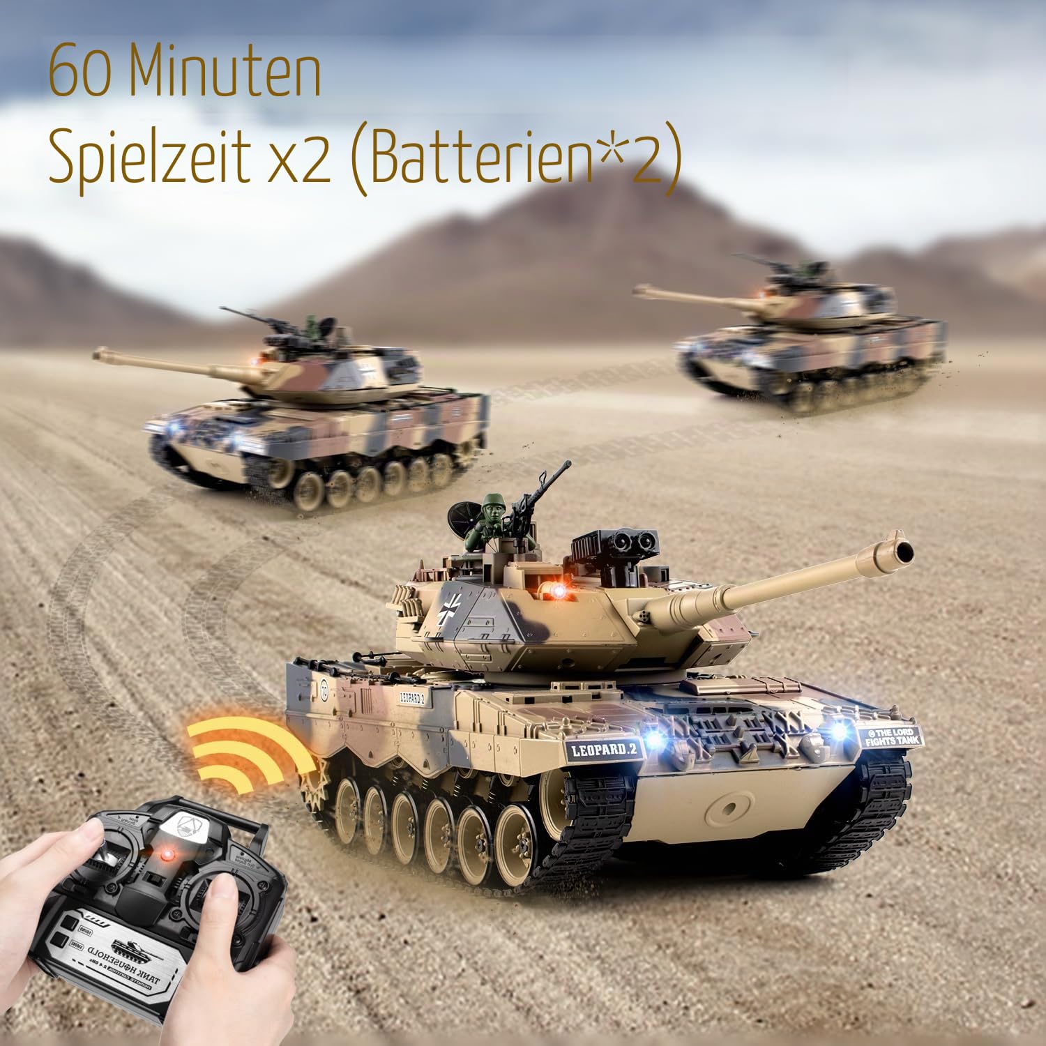 RC Panzer 1:18 Leopard 2, 2.4GHz Ferngesteuert Panzer, Modell Spielzeug mit Schussfunktion, Ferngesteuert 15 Kanal Kampfpanzer Modell, RC Spielzeug der BBs Abfeuern Kann, Für Erwachsene und Kinder