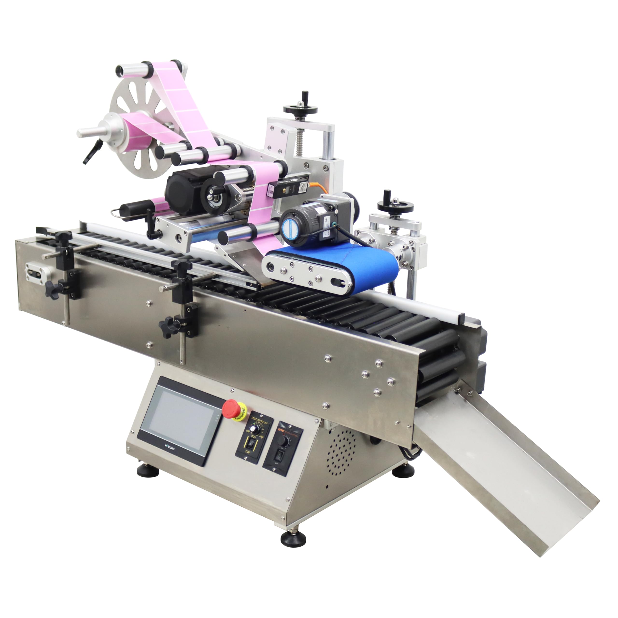 TECHTONGDA Automatic Round Bottle Labeling Machine Horizontal Type for Paper Label Gold Label Silver Label Transparent Label Label Tape Label Dispenser Bottle Diameter 0.59-1.18inch