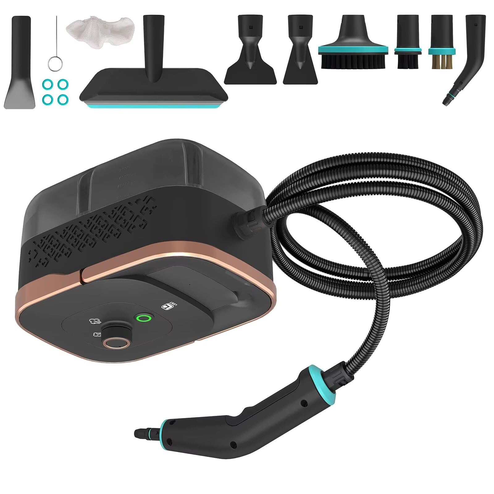 Pulitore a vapore portatile, riscaldamento rapido, vapore ad alta temperatura con grande serbatoio d'acqua, pulitore a vapore multiuso multilivello con 10 accessori per cucina, bagno, auto, mobili