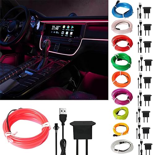 Miniatura 1 de Ypfxvk Tira de luces LED para interiores de coche, 1 unidad de luces LED fluorescentes USB, accesorios de coche para consola central y salpicadero,