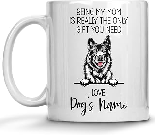 Personalized Norwegian Elkhound Coffee Mug, Custom Dog Name, Customized Gifts For Dog Mom, Mother's Day, Gifts For Dog Lovers, Being My Mom is the Only Gift You Need