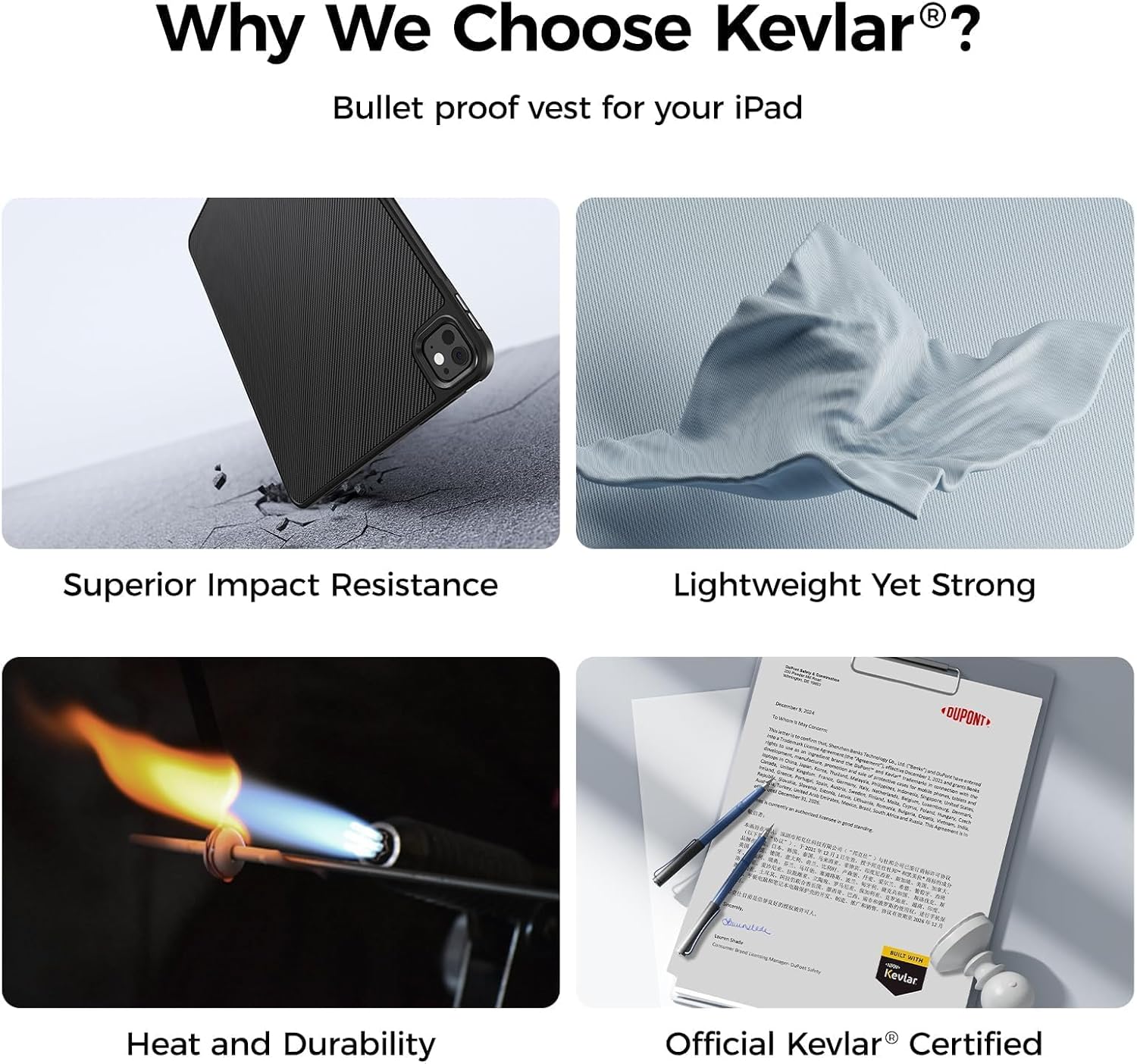 BENKS ArmorPro Case for iPad Pro 13 Inch (M5 2025/ M4 2024), Slim & Lightweight Shockproof Cover with Pencil Holder, Supports Apple Pencil Charging, Built with Dupont Kevlar Fiber and TPU - Image 3