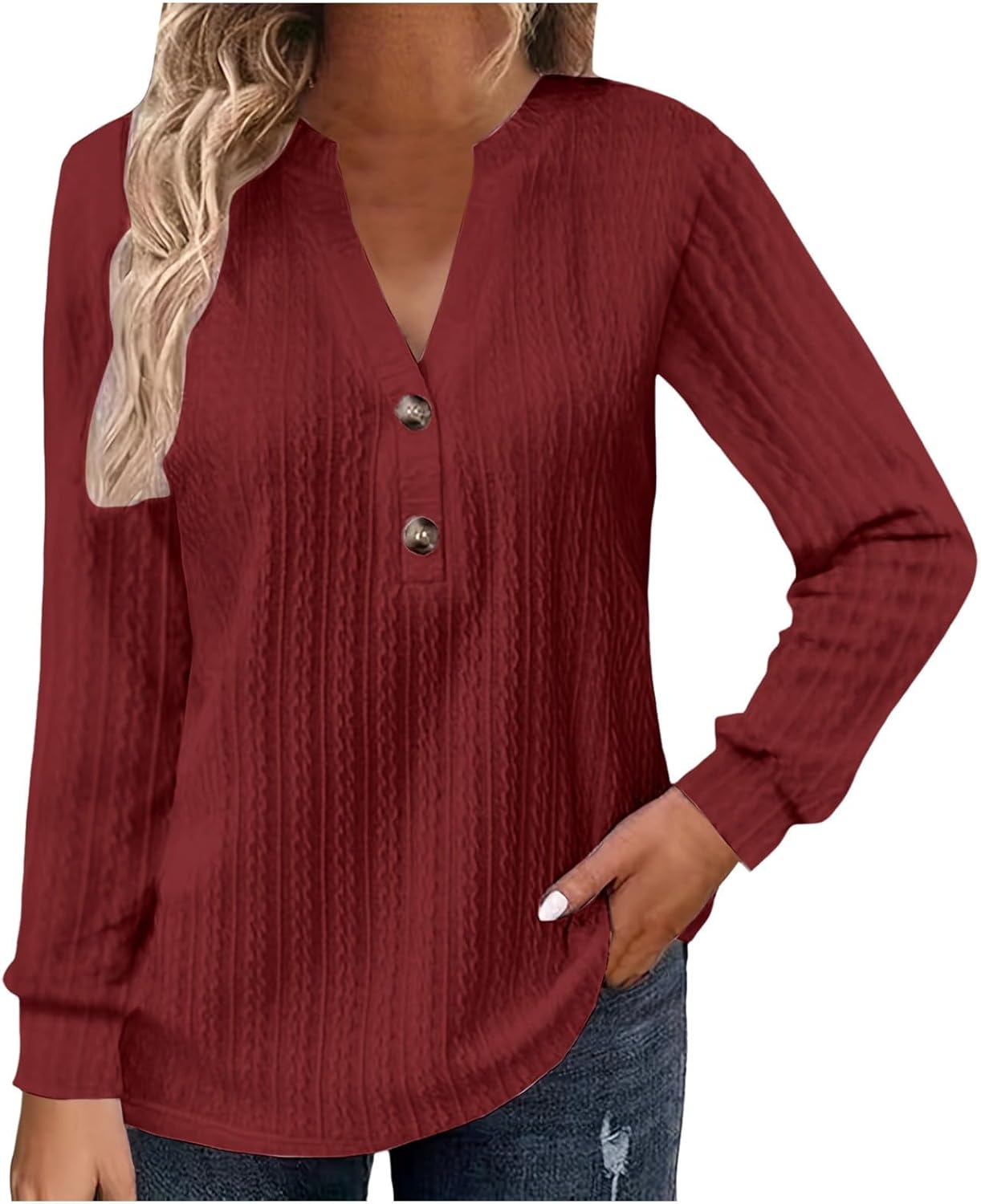 Damen Top Mit V-Ausschnitt - Weich Und Lässig Für Herbst/Winter