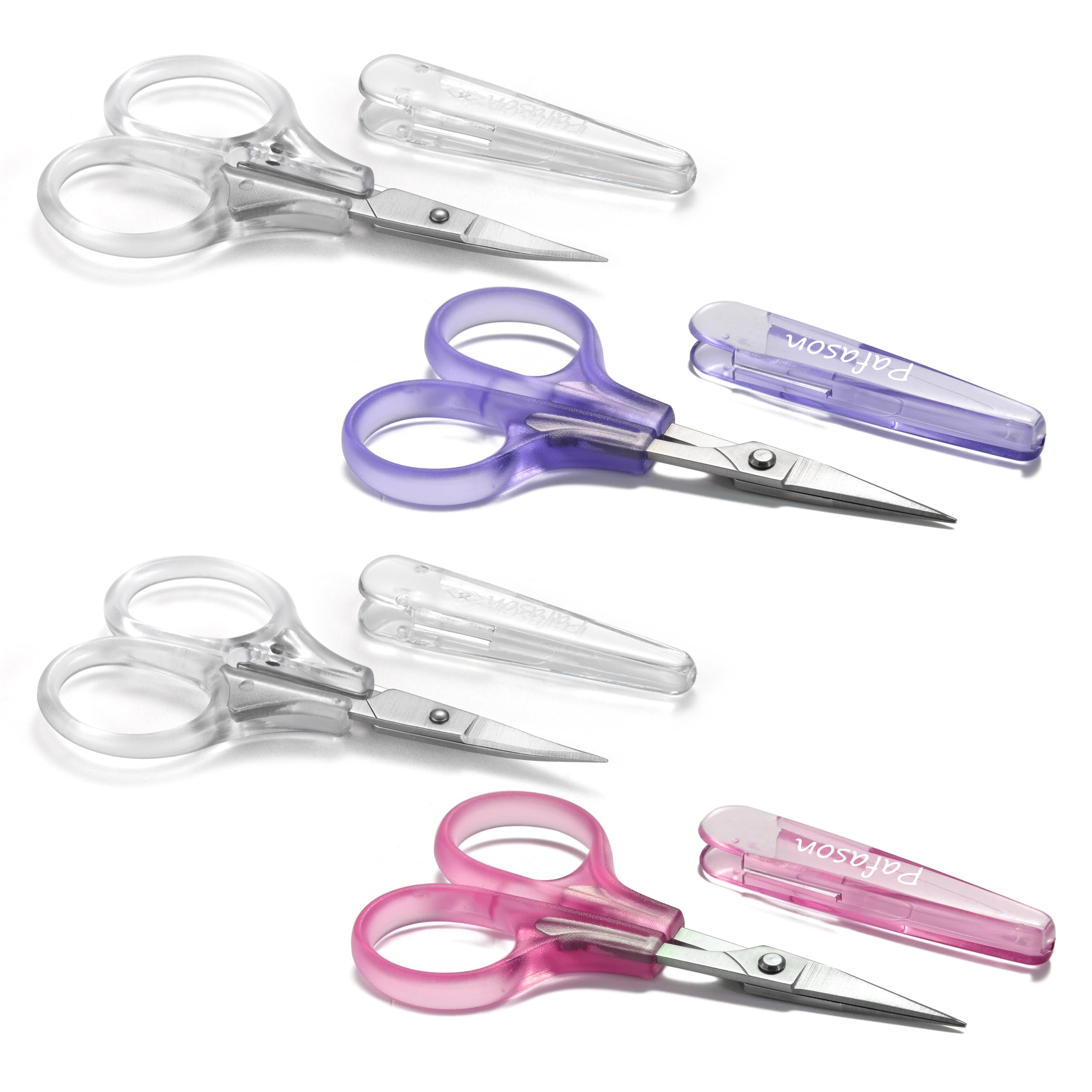 PAFASON Small Travel Craft Scissors Set Straight Curved Precision Tip All Purpose for Scrapbooking Quilting Sewing Knitting Embroidery Cross Stitch Crochet Thread Yarn Paper Detail Cutting Safety Case