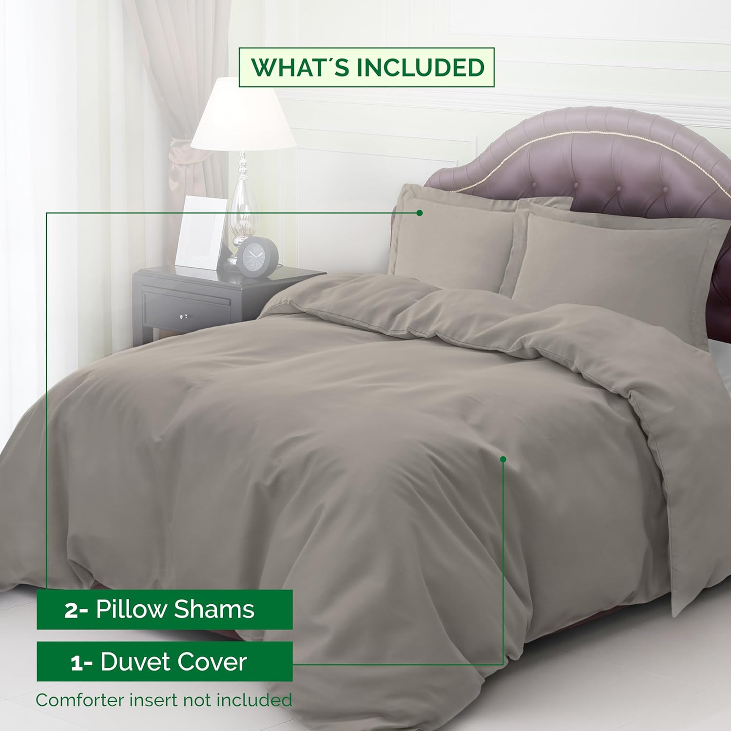 Elegant Comfort Luxury Softest Bedding Duvet Cover Set - 1500 Premier Hotel Quality Luxurious Silky-Soft Wrinkle Free 2-Piece Duvet Cover Set, Twin/Twin XL, Gray
