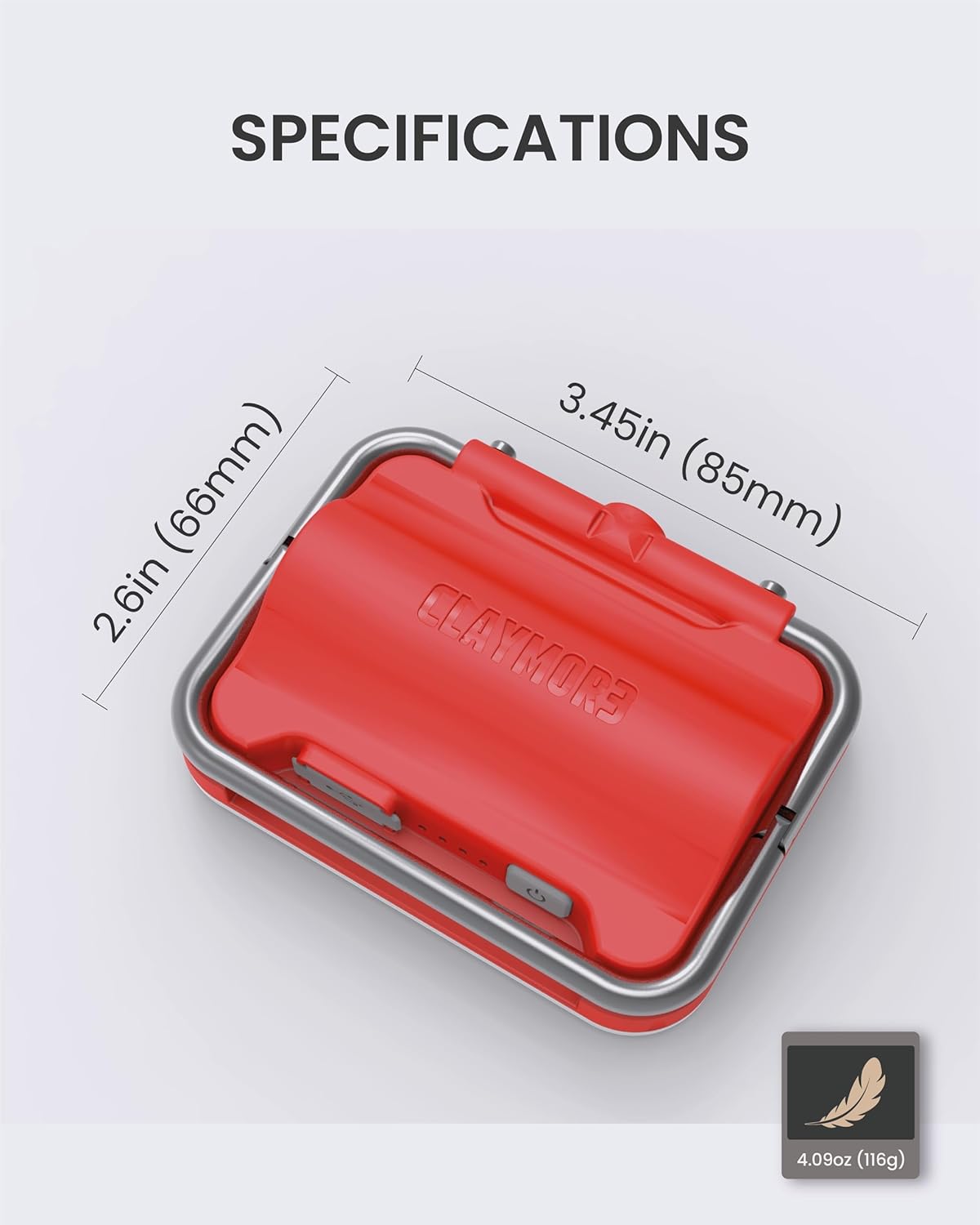 CLAYMORE Ultra Mini (Red) - Outdoor Rechargeable LED Light for Camping, Tent, Backpacking, Emergency and Industrial Use. Waterproof, Portable Lantern with USB-C, Up to 24 Hours Battery Life. - Image 7