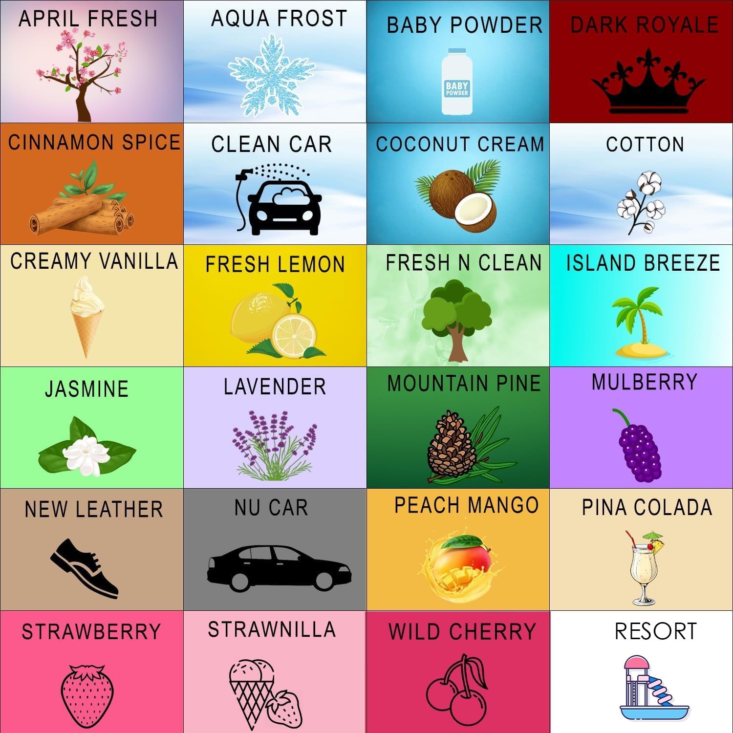 Wonder Wafers Car Air Freshener Wafers Variety Pack of 72 - Individually Wrapped Car Air Fresheners - 23 Scents Car Fresheners (72 Pack 23 Scents)