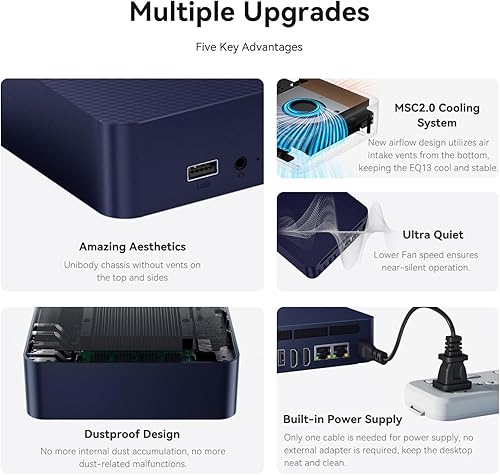 Miniatura 3 de Beelink Mini PC EQ13 con procesador N100 (4C4T), 16G DDR4 500G SSD Mini computadora de escritorio, WiFi6, BT5.2 Dual NIC LAN, Mini computadora de