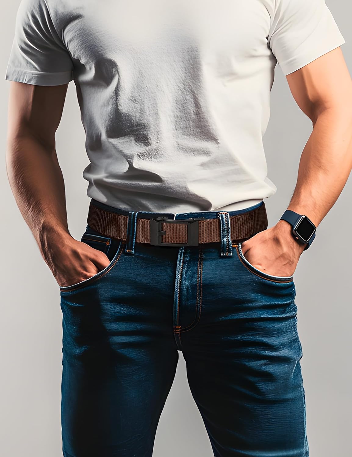 GEIT Men's Nylon Ratchet Belt, 1 3/8" Adjustable Web Belt with Slide Click Buckle for Dress Casual Work - Image 6