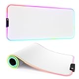 RGB Gaming Mouse Pad, Full Desk XL Extended Large Gaming Mousepad, 12 Lighting Modes 30% Thicker Big LED Desk Mat for Gamers, 32 x 12 inches, White