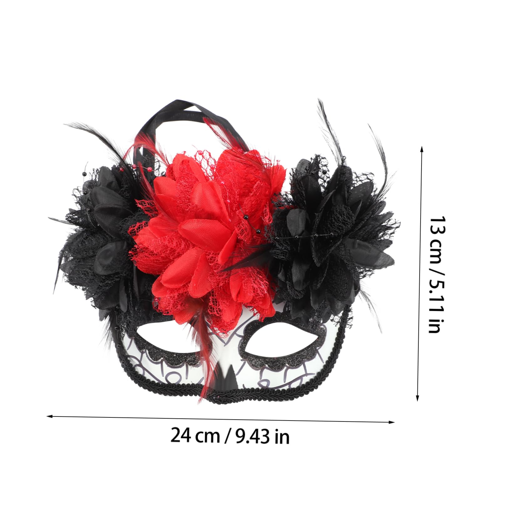 LIFKOME Day Dead Half Face Flower Skull Mask Lightweight Comfortable Cosplay Accessory for Halloween Masquerade Festivals for Costume Parties