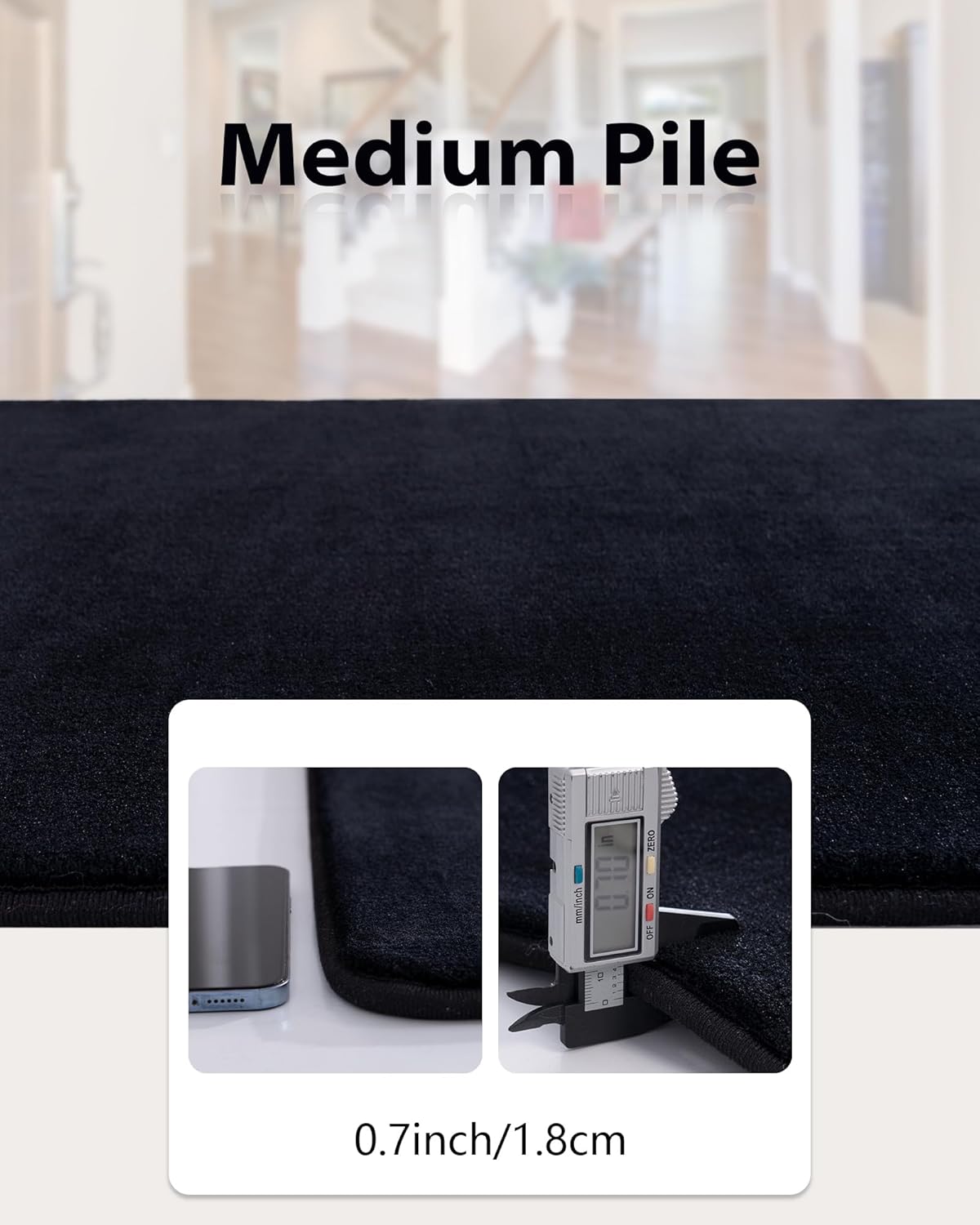 Andecor Shag Runner Rug for Bedroom Living Room, 2x6 Black Washable Fluffy Hallway Runner Area Rugs for Kitchen Boys Girls Kids Room Home Decorations Carpet