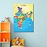 Ekdali India Map with States Capitals. Animals for Kids 13 X 19 inches