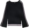 Alfani Womens Striped Bell Sleeve Pullover Sweater, Black, X-Large