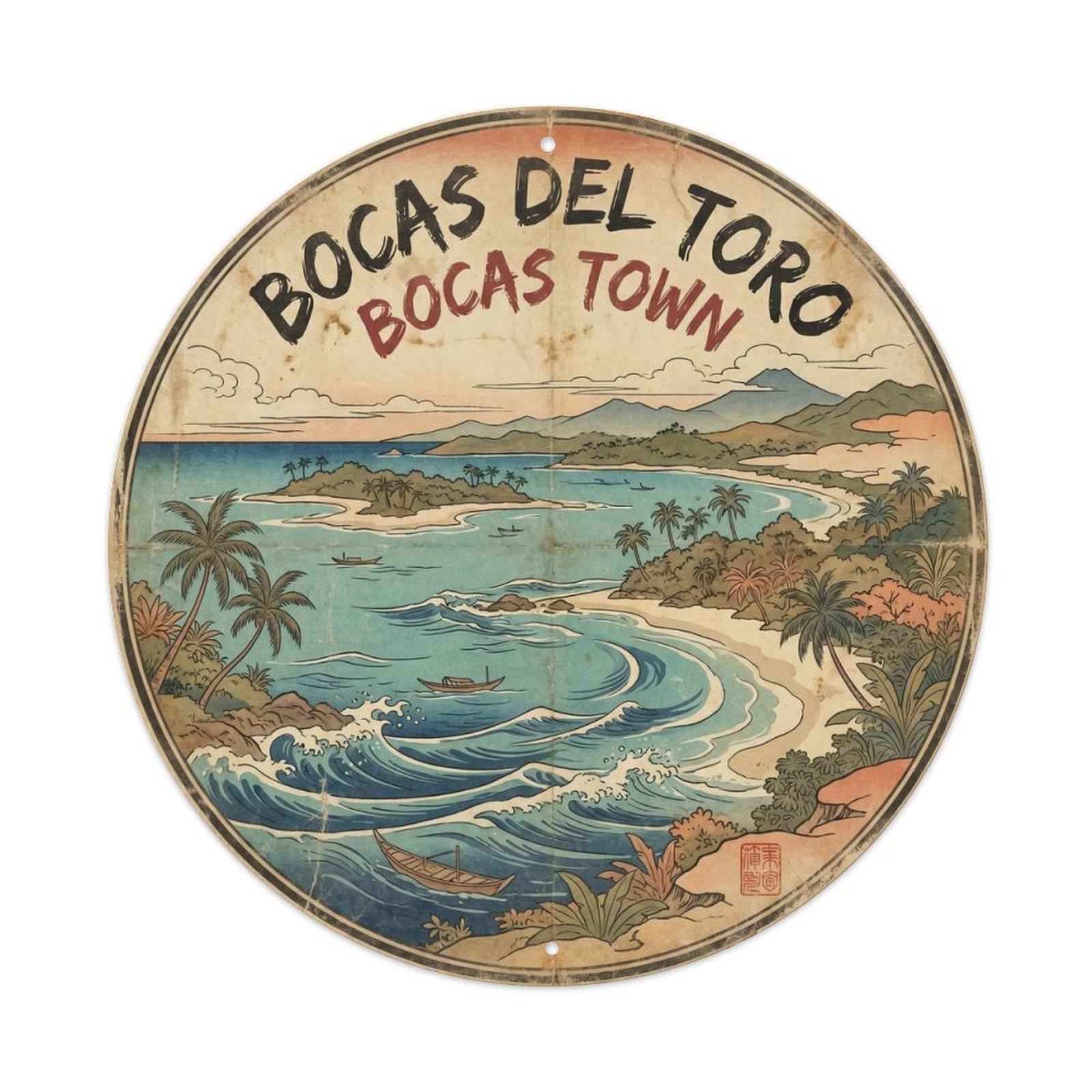 Seaside Journey Bocas Del Toro Town Beach Destination Metal Tin Sign
