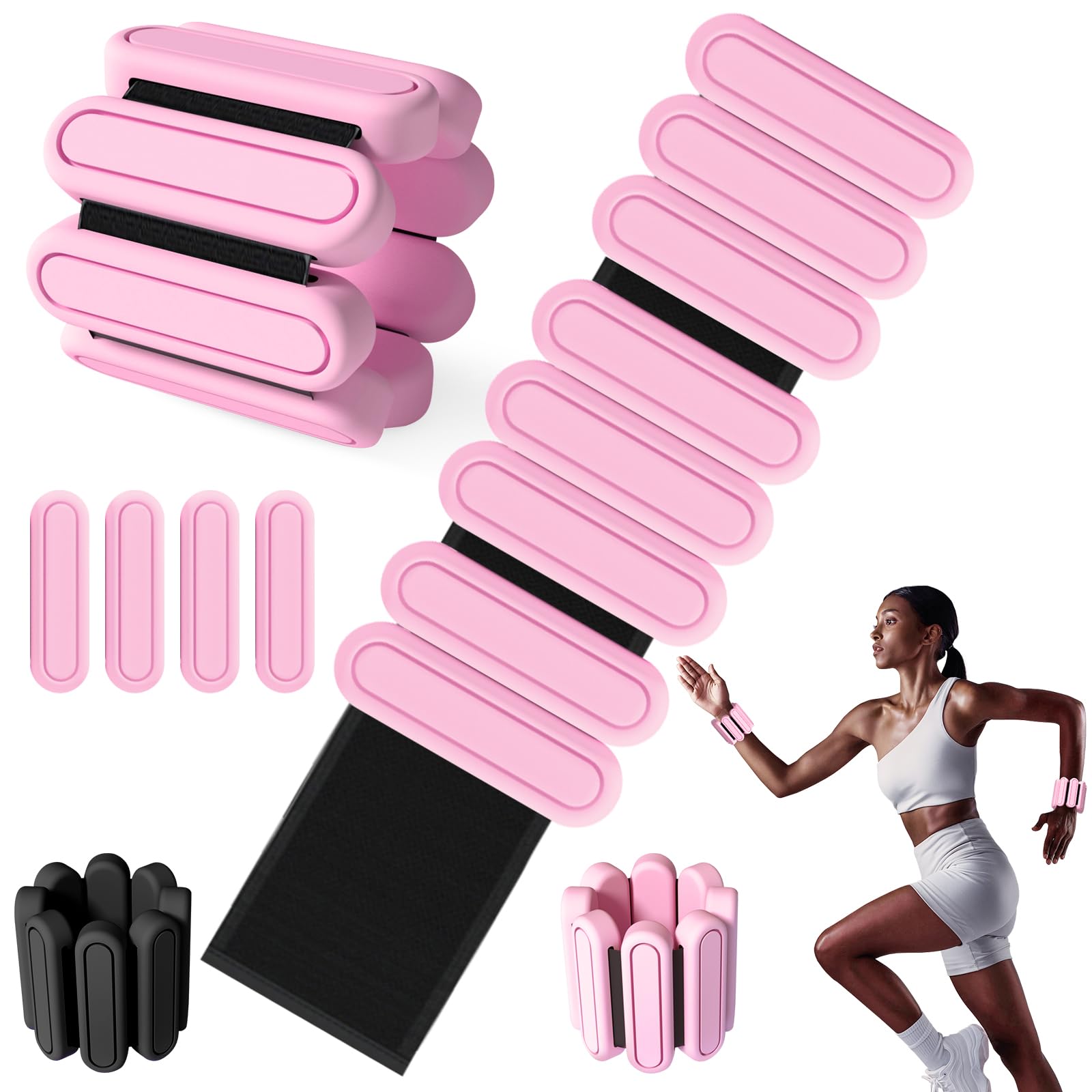 Wrist Weights Ankle Weights for Women: Bangle Set of 2(1Lbs Each) Arm Weights Weighted Adjustable for Walking Exercise Workout Pilate