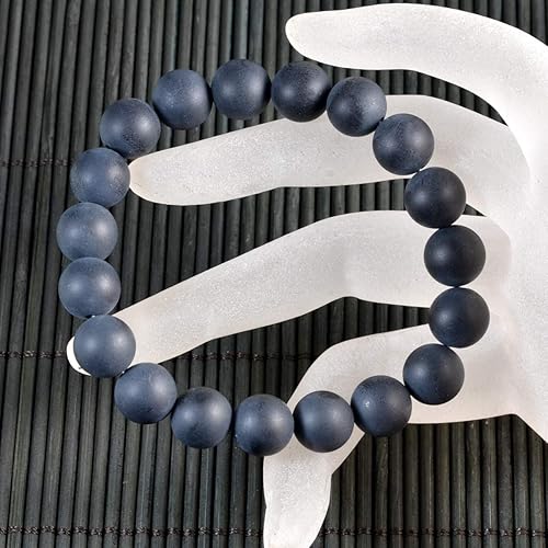 Miniatura 2 de AD Beads Pulsera elástica de cuentas redondas de piedras preciosas naturales, reiki curativo, 0.394 in (ónix negro mate)