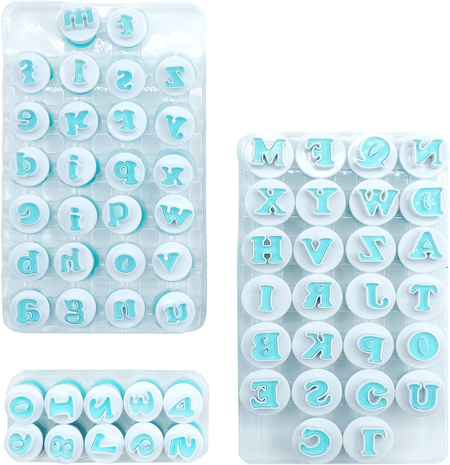 3 Set Fondant Alphabet/Letter Cutters and Number set,Cake Biscuit Mold,Cake Decorating Tools, Cookie Stamp Impress,Embosser Cutter,DIY Sugar Cookies Chocolate Plunger(Number and Letters)…