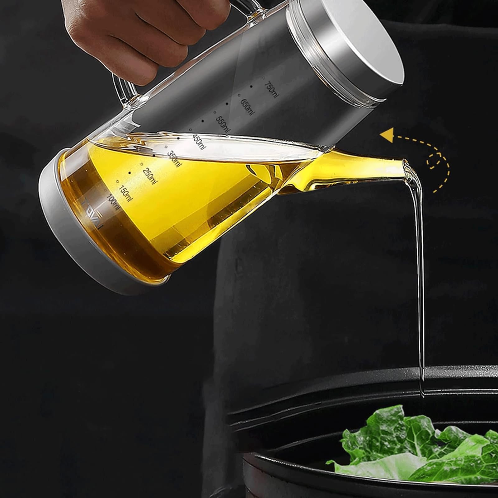 KRILLIQ Lata de Aceite Botella de Aceite Comestible de Vidrio Resistente al Calor, Botella de Salsa de Soja con Apertura en ángulo, recipientes para condimentos para condimento
