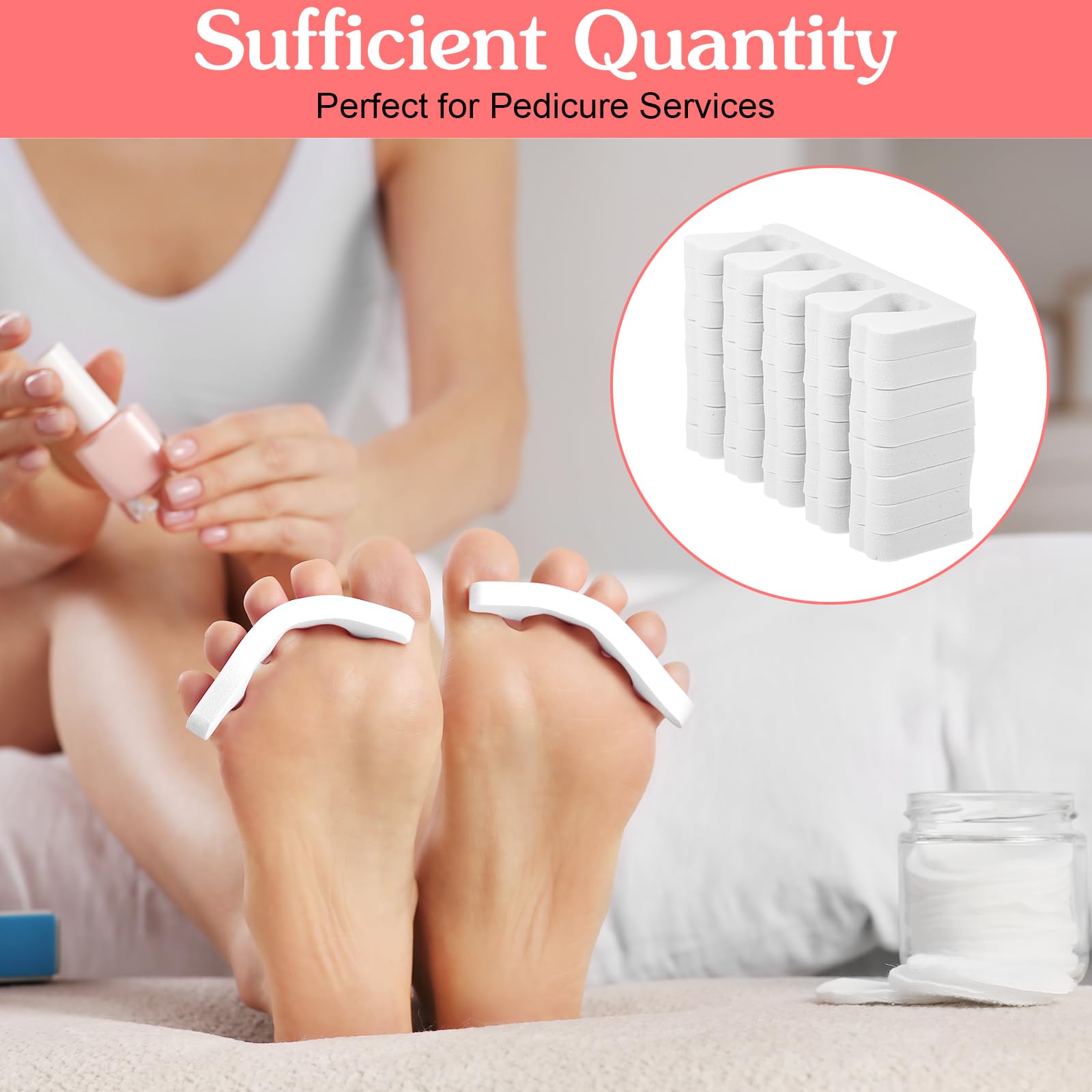 300 separadores de dedos para esmalte de uñas, separador de dedos a granel, pedicura, pie correcto para hombres y mujeres, esmalte de uñas, suministros de pedicura cómodos y suaves (blanco)