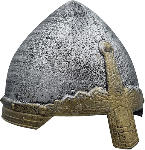 Miniatura 7 de Casco medieval de caballero cruzado vikingo y accesorio de disfraz de daga medieval PlateadoDorado talla única