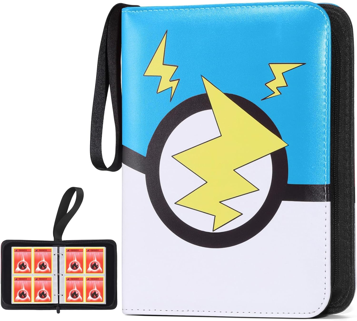 Card Binder 4-Pocket, Trading Card Collector with 50 Removable Sleeves, 400 Cards Pocket Portable Album Holder Book(Blue)