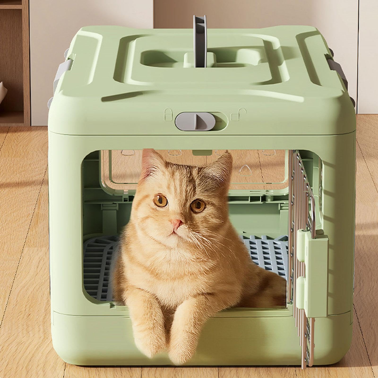 Jaula Plegable para Mascotas, Transportín para Animales Pequeños de PP Y Hierro, Robusta Y Fácil de Limpiar, Ideal para Viajes Y Mudanzas.
