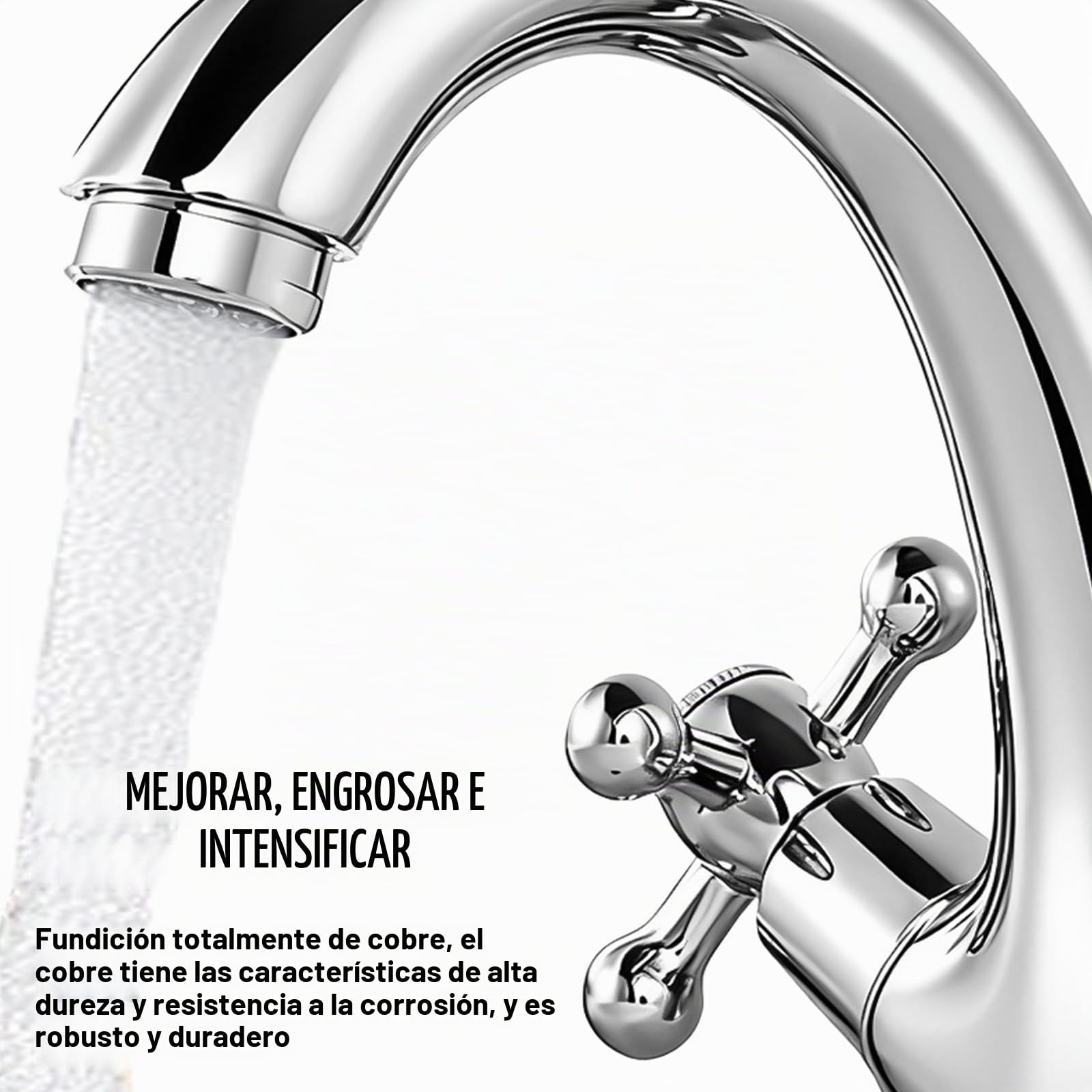 Grifo de baño, grifo mezclador de lavabo, grifo retro con dos asas, grifo de lavabo retro de 2 manijas, lavabo con caño altura 100 mm, 2 mangueras de 60 cm