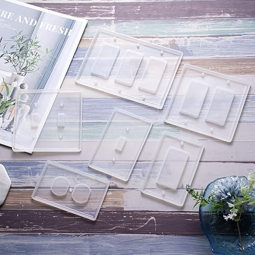 Miniatura 5 de Tanlee 6 piezas de cubierta de interruptor de resina, panel de interruptor de luz, molde de silicona, molde de epoxi para hacer manualidades