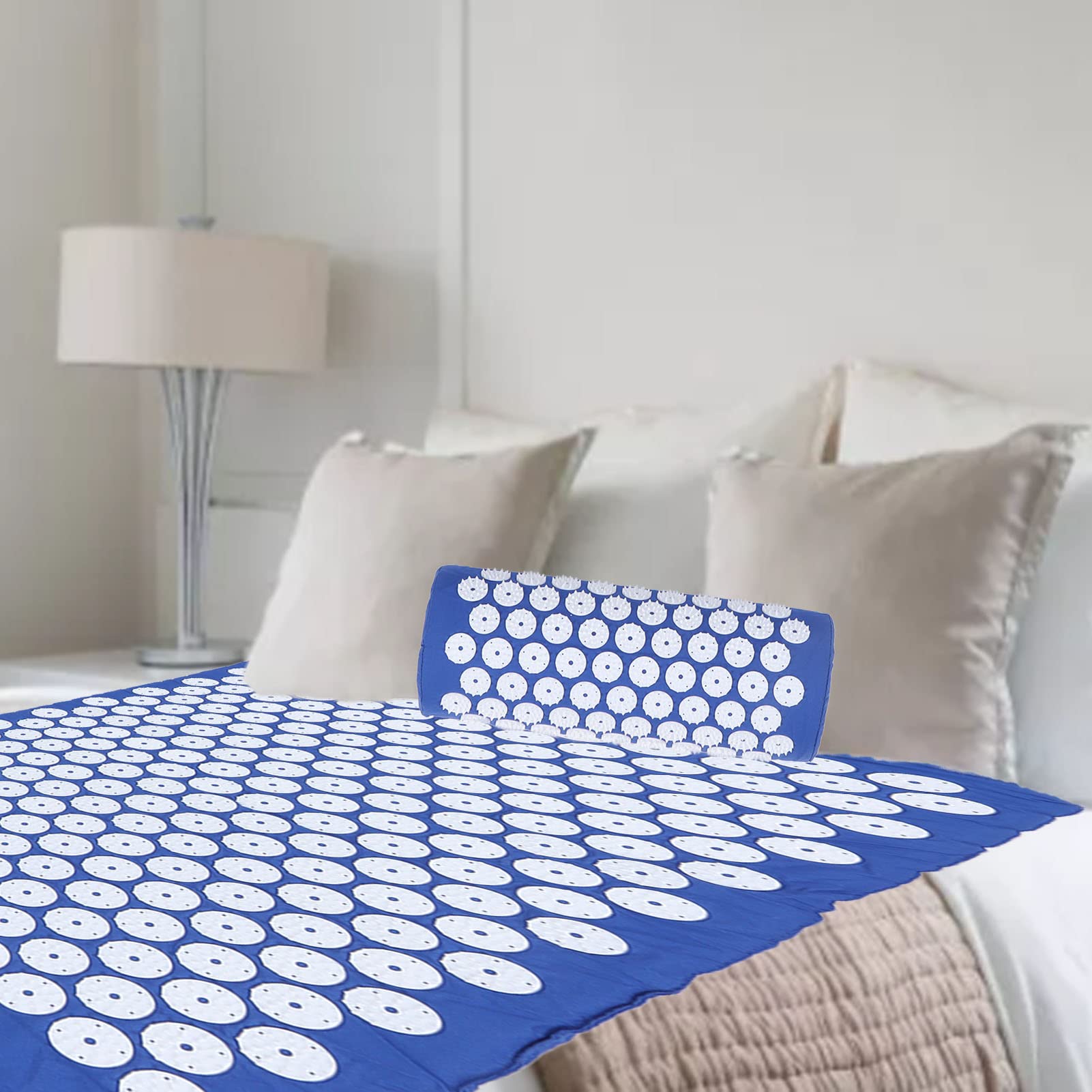 Tapis D'acupression, Tapis De Massage, Ensemble D'oreillers Pour Yoga Assis, Massage Relaxant les Muscles, Réduit le Cou, le Dos, les épaules, Soulage le Stress, Coussin D'acupression(bleu)