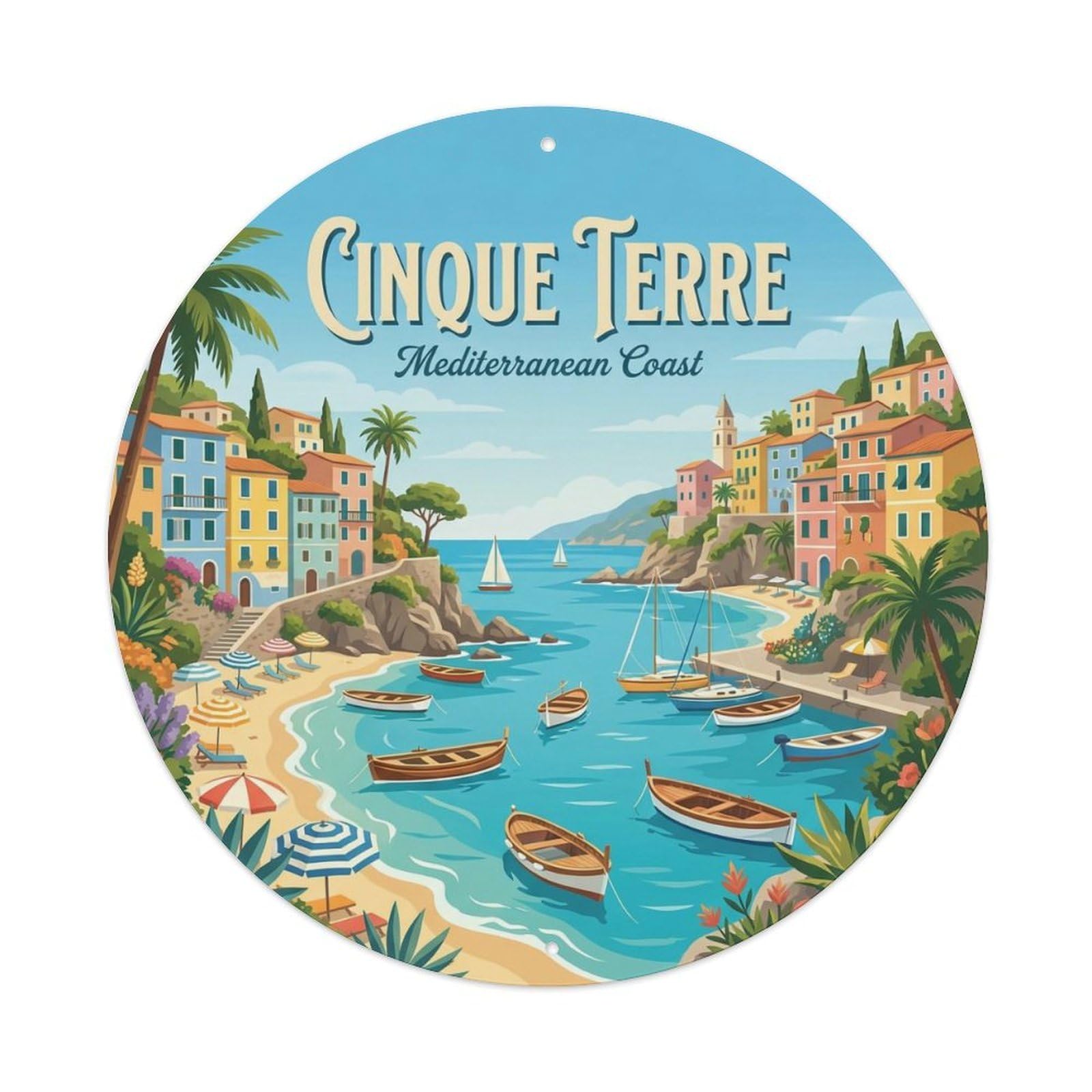Vintage Travel Cinque Terre Italy Enjoyment Metal Tin Sign