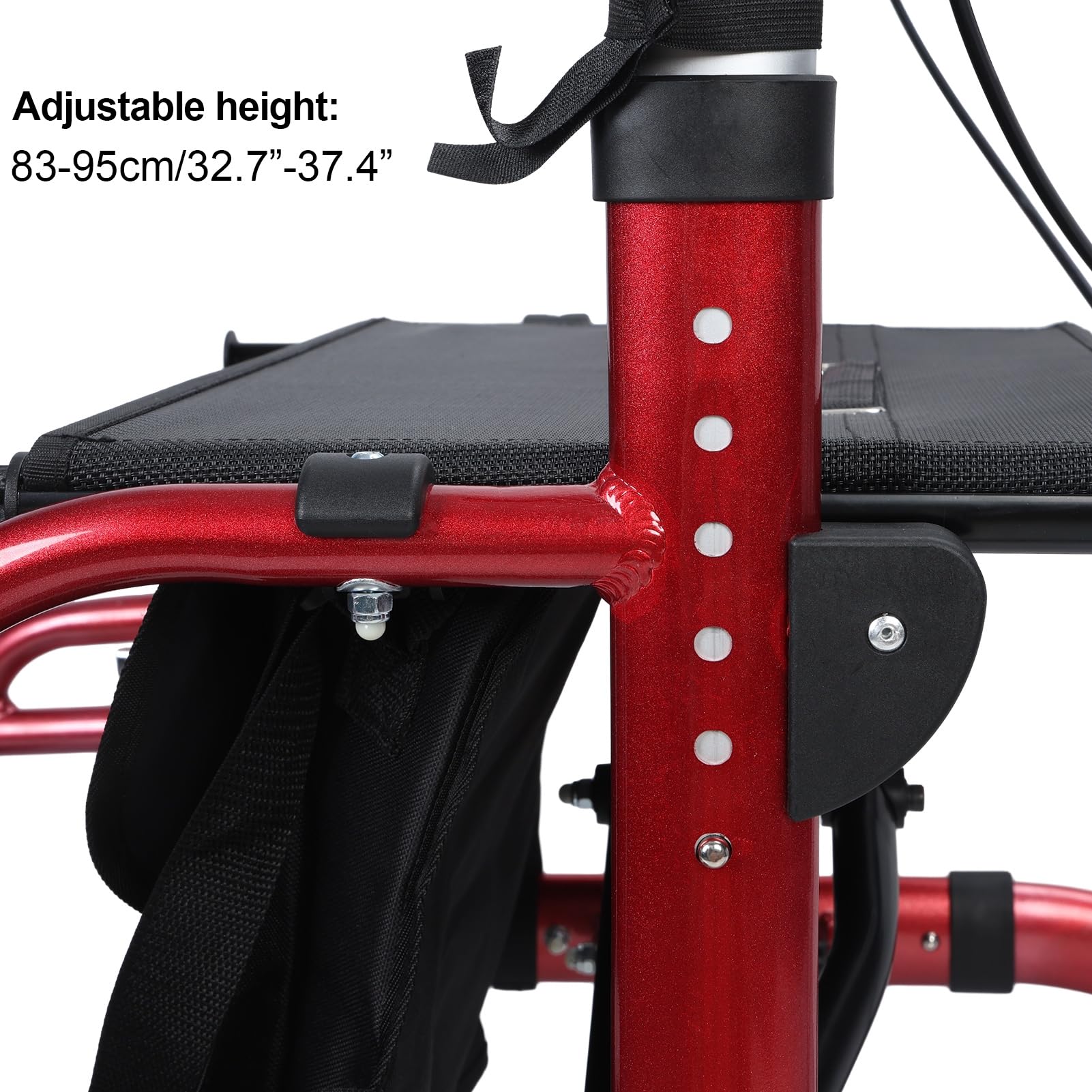 Andador con ruedas para personas mayores, ligero y plegable con bolsa de almacenamiento, altura ajustable mejorada, andador de 4 ruedas con asiento y frenos para personas mayores y adultos,