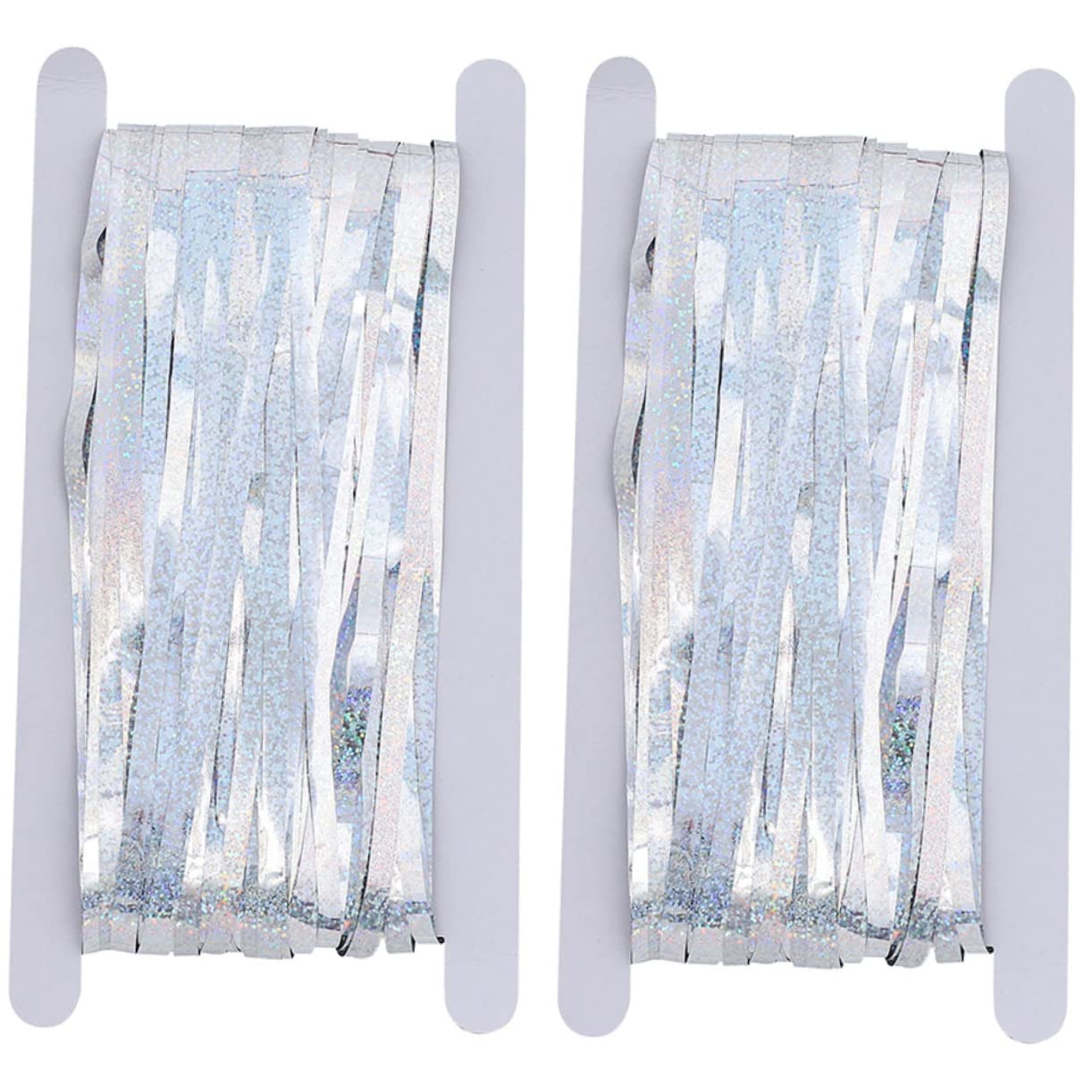 PRETYZOOM 2pcs Tinsel Fringe Backdrop Curtain Shimmering Foil Decoration for Birthday Parties Showers Weddings and Graduations Hanging Decor