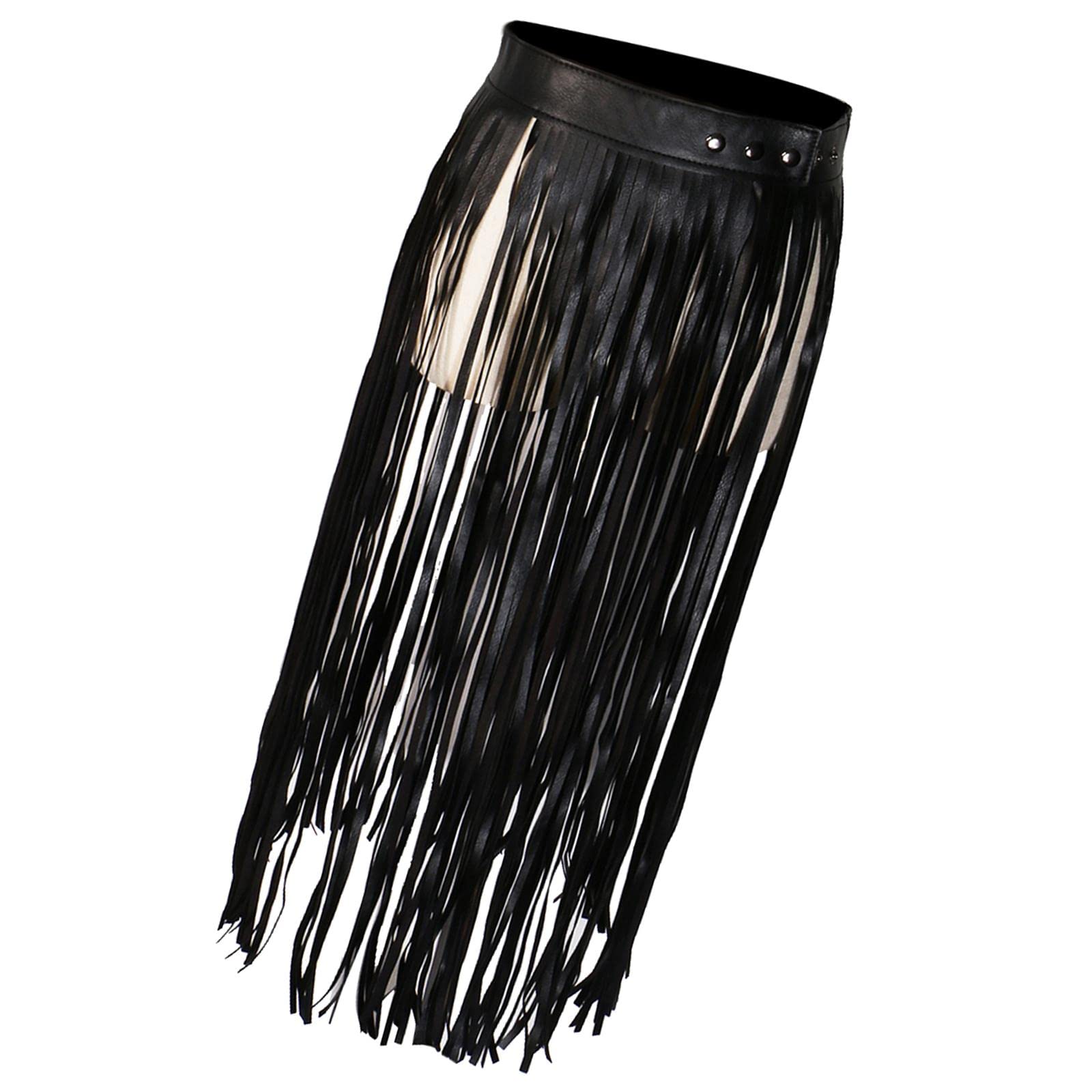 Boho PU Leather Long Wrap Waist Fringe Tassel Skirt Belt Bikini Fringe Belt-image-22