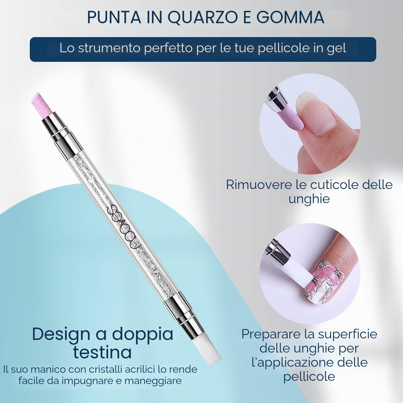 NOOVES - Starter Kit Beauty Red, 2 pellicole in gel per unghie + lampada per asciugatura unghie UV/LED + gel top coat glossy + quarzo doppio stick, unghie gel semi-curate premium, manicure, gel nail